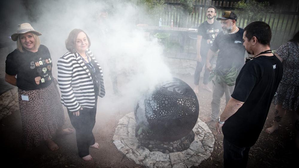 Vice Chancellor Professor Patricia M. Davidson is welcomed to UOW in 2021 with a traditional Indigenous smoking ceremony as part of their Australia Day brand strategy.